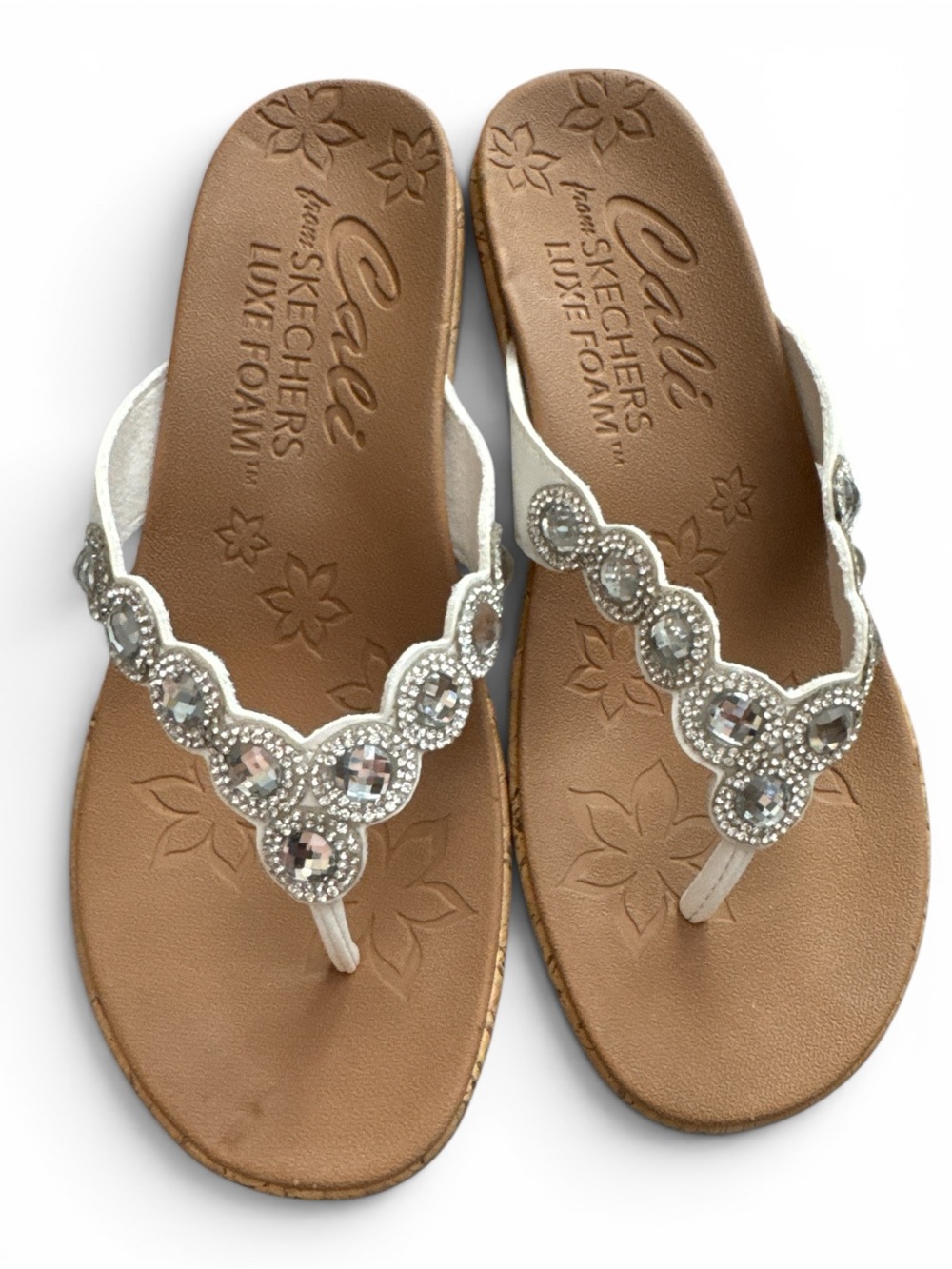 Skechers Cali Beverlee Bizzy Babe Rhinestone Wedge Sandals Size 6
